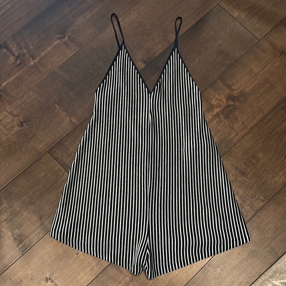 Black and White Striped Romper